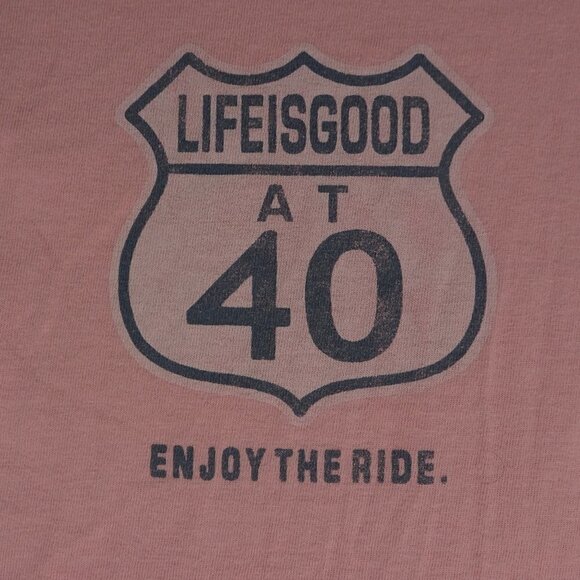 Life is Good at 40, Enjoy the Ride Pink T-Shirt Md - Picture 4 of 7